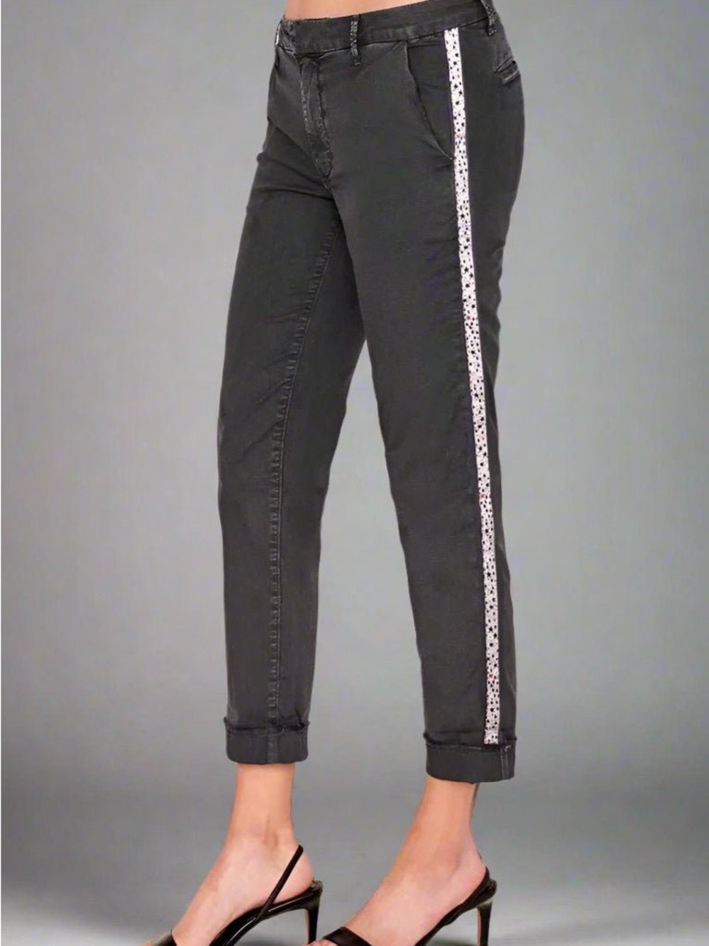 Sundry Star Glitter Stripe Roll Up Chino Trousers